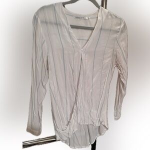 Faithfull The Brand Long Sleeve White Wrap Blouse with Button Closure